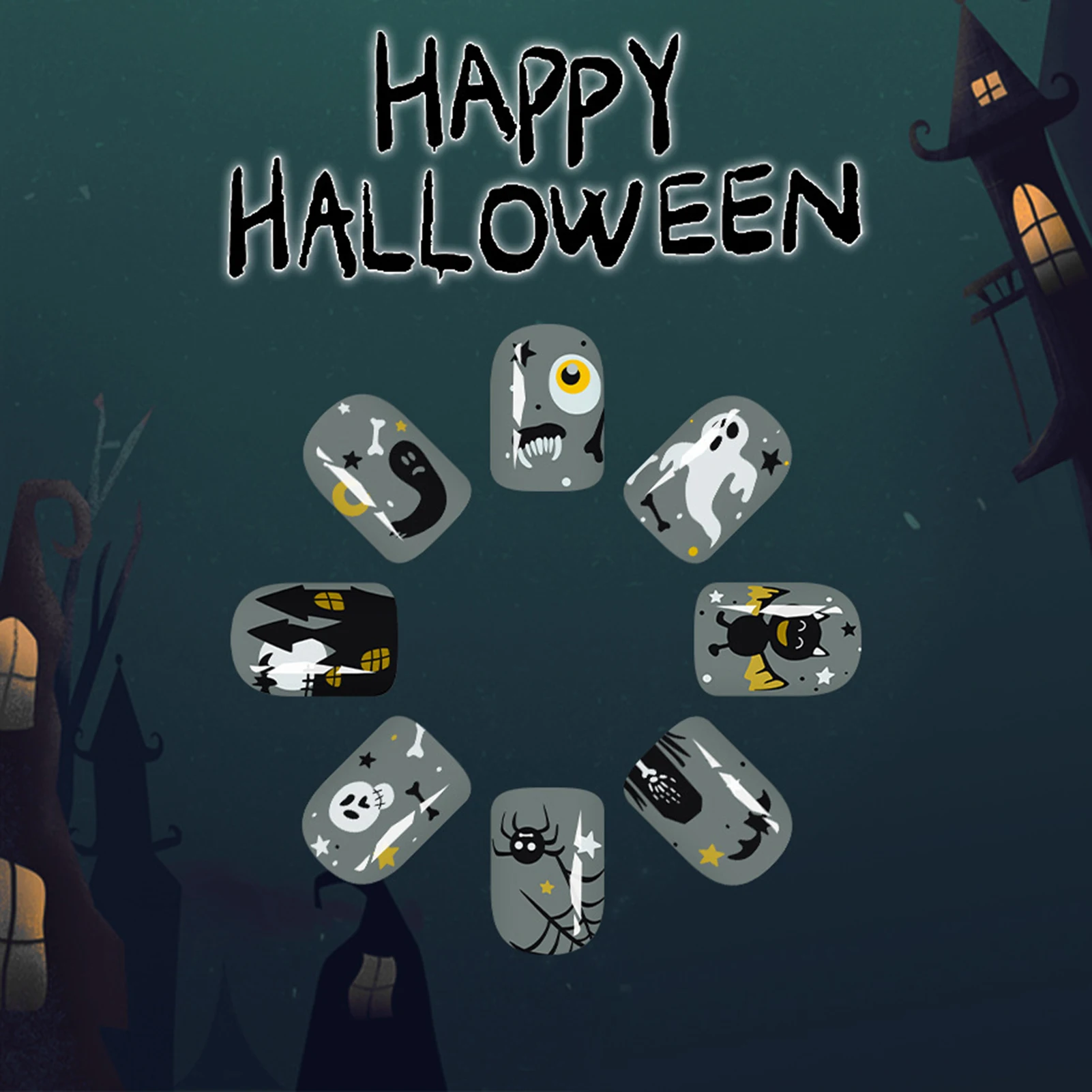 Press On Nails Glossy Hallowee - Nail Art Gothic recension och pris
