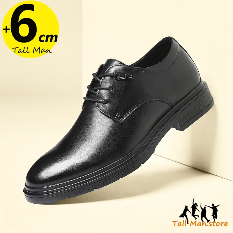 Wedding Men Leather Shoes Business Party  Elevator  Height Increase Insole 6CM Lift Man Formal  Dress Office Daily