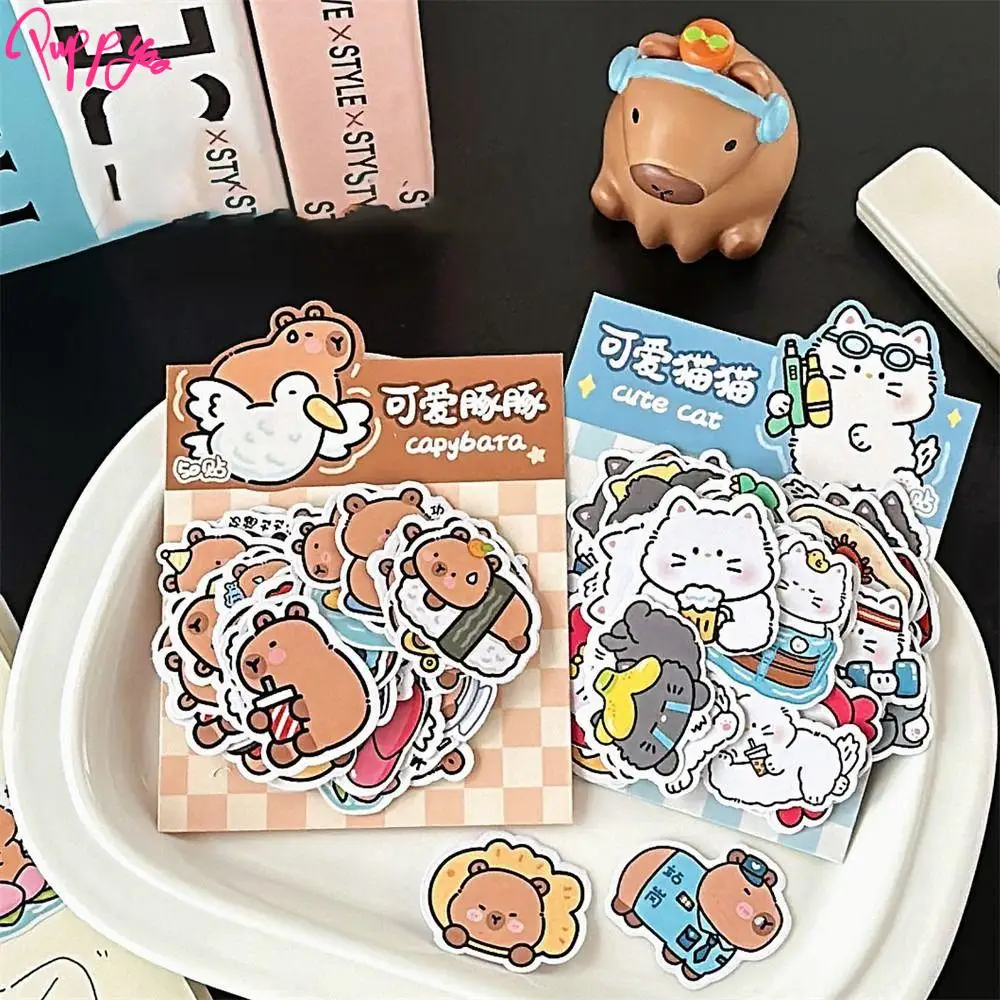 50 Sheets/Bag Cute Cartoon Alien Stickers Bag Waterproof Creative Capybara Sticker Multi-purpose Portable