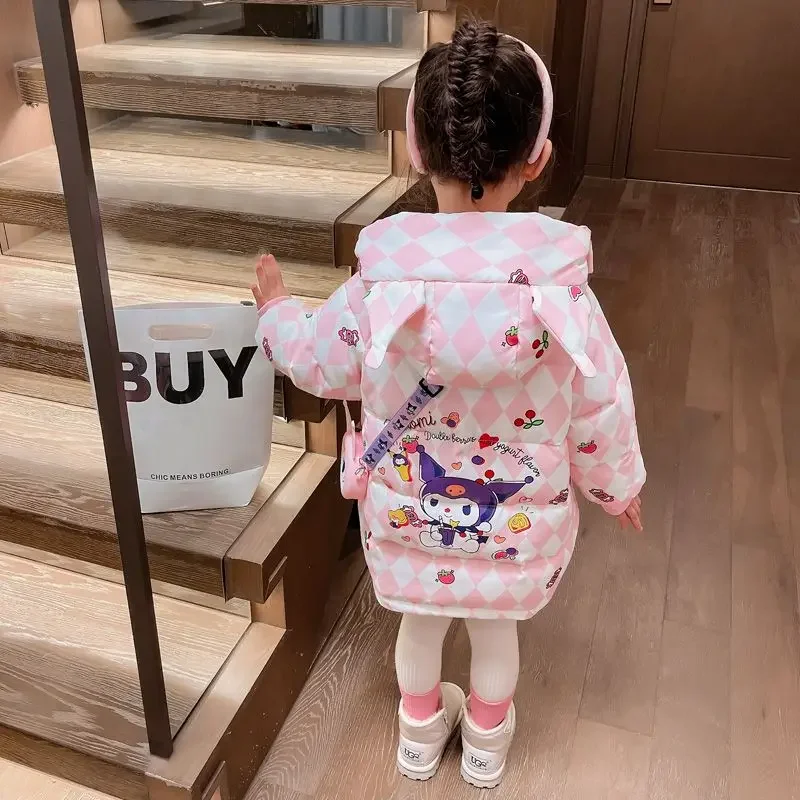 

Kuromi Anime Kawaii Sanrio Ins Fashion Warm Jacket Winter Cute Cartoon Cotton Long Sleeve Coat Clothing Lovely Gifts for Kids