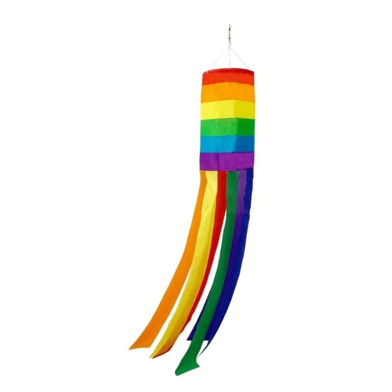 Outdoor Rip-stop Wind Sock Bag Rainbow Windsock LGBT Rainbow Wind Flag Wind Vane Rainbow Wind Tube Flag Wind Vane