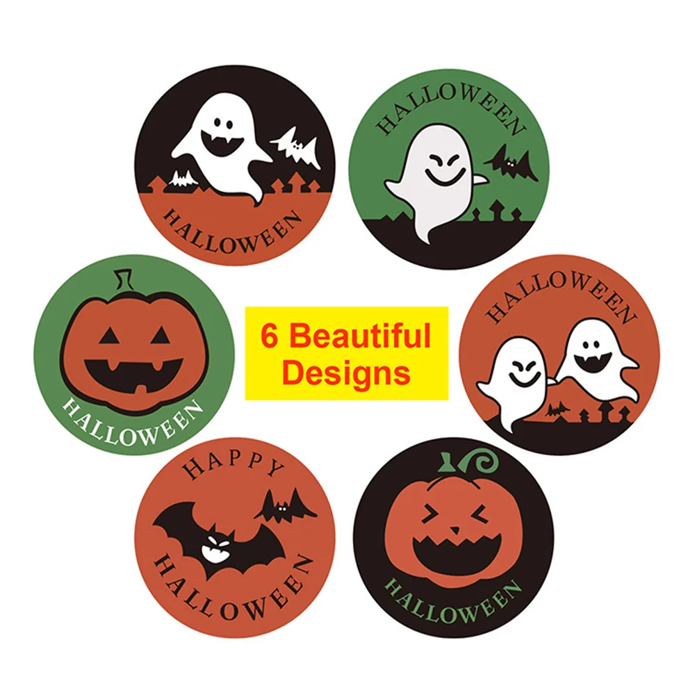 500pcs Halloween Pumpkin Ghost Sticker Packaging Sealing Label Sticker 2.5/1inch Gift Stickers Labels Horror Creation Decoration