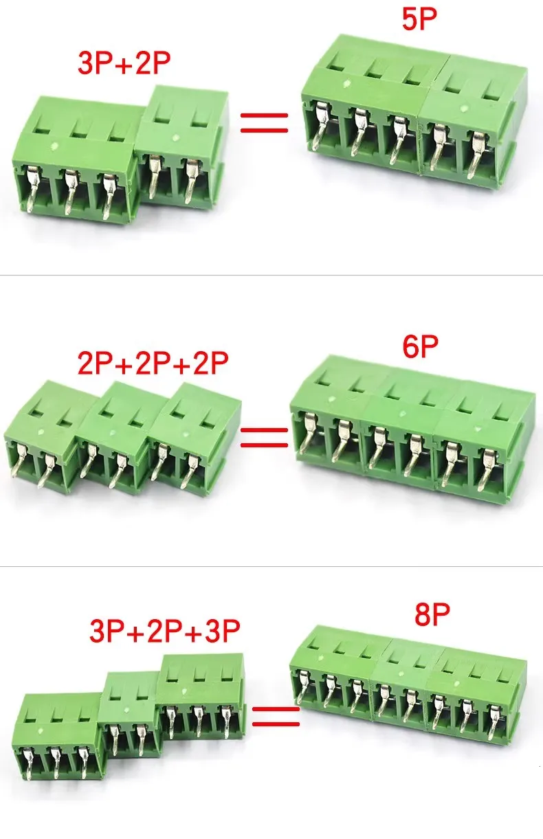 10 szt. Złączki śrubowe PCB KF128-2.54/3.5/3.81/5.0/5.08/7.5 mm, mini złączki śrubowe PCB do przewodów, 2 piny, 3 piny, miedziane — zdjęcie 4