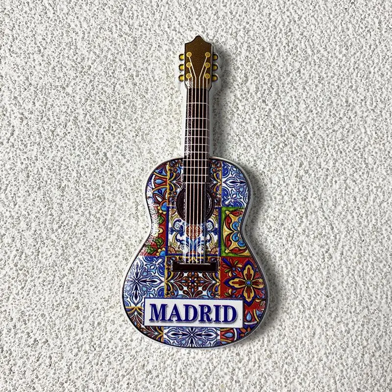 

Madrid, Spain Cultural and Creative Tourism Souvenirs3dThree-dimensional Relief Decoration Guitar Shape Magnetic Fridge Magnet