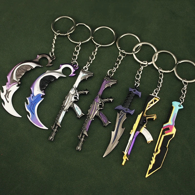 Valorant Figure Weapon Keychain Knife Metal M4 Game Peripheral Samurai Sword Model Pendant Jewelry Male Gift