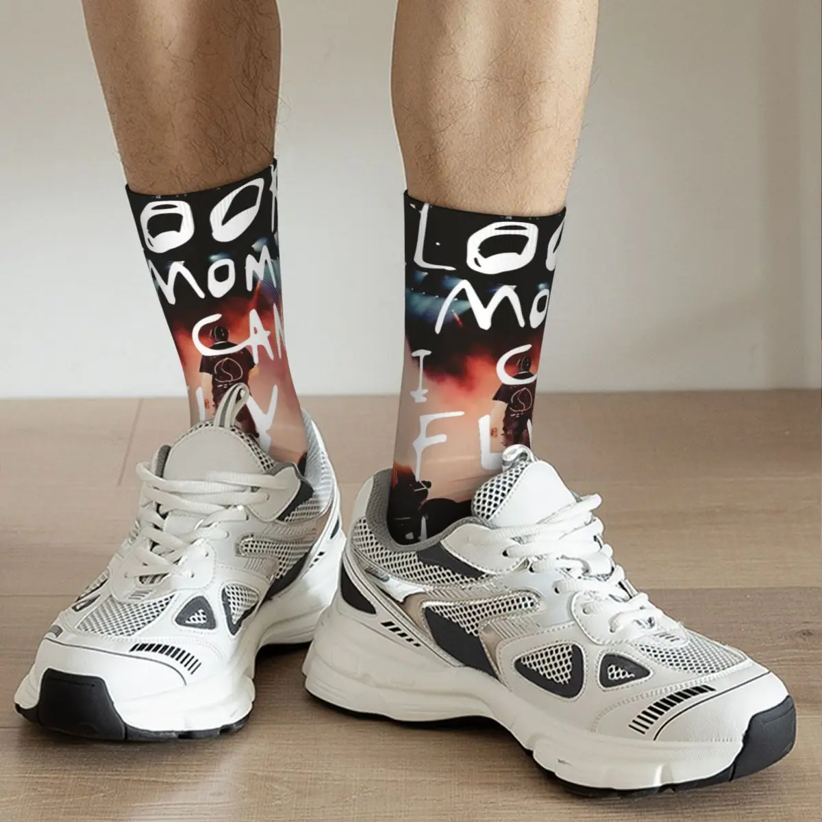 Elin Compression Look Spinal I Can Fly Chaussette pour Homme, Harajuku A-STRAworld Quality Pattern Crew Sock, Nouveauté