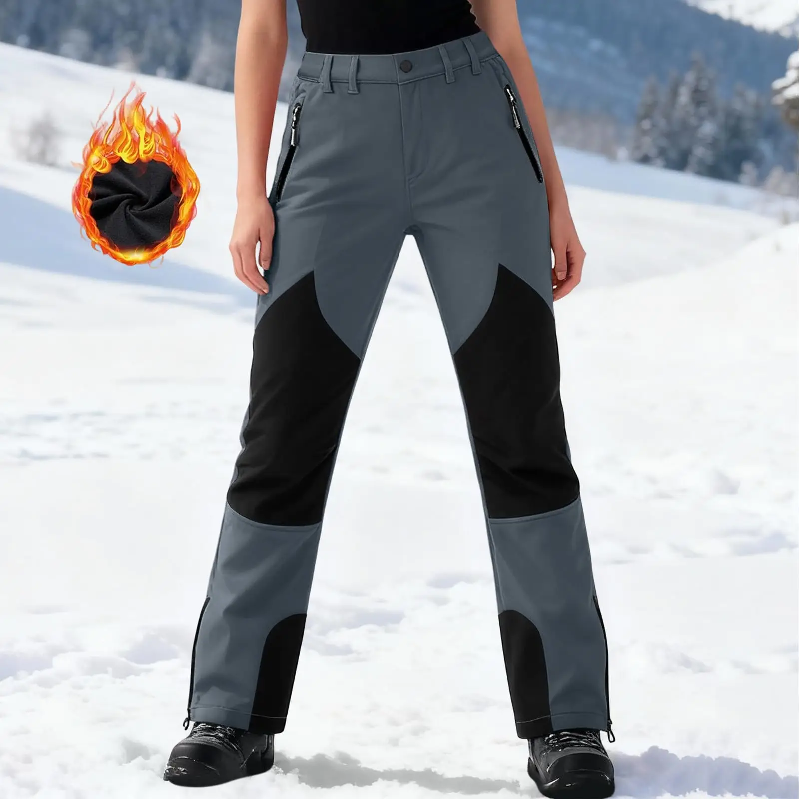 

Elastic High Waist Mountaineering Pants Casual Fit Wide Leg Long Pants Trousers With Pockets Women'S Assault Pants