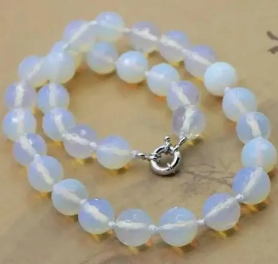 

Beautiful 10mm Mexican Opal Moonstone Faceted Round Beads Necklace Woman Gifts for Girls Christmas Jewelry Design Wholesale