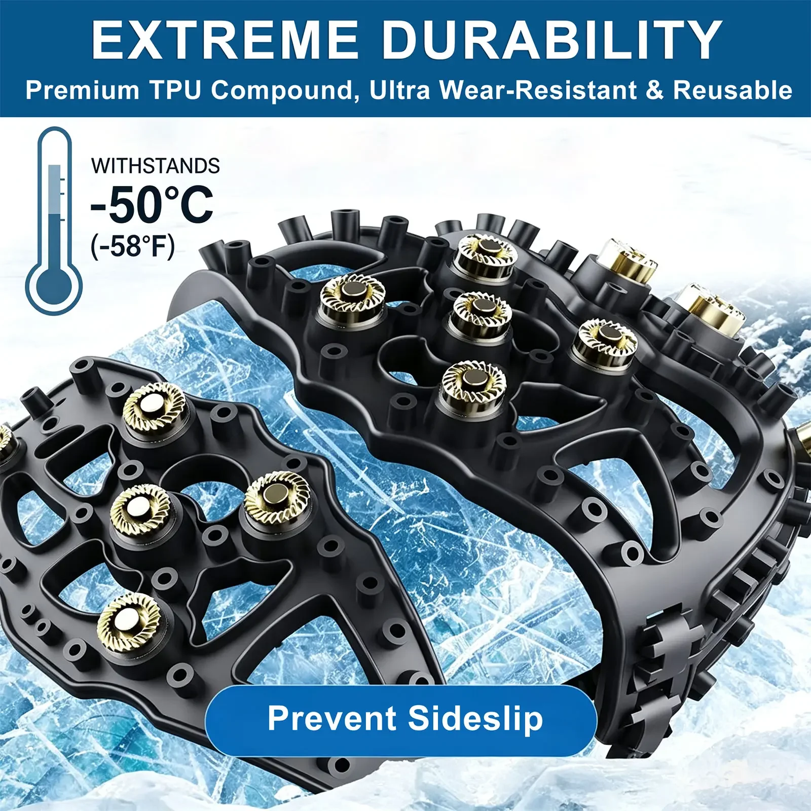 4-Pack Snow Anti-Skid Chains – Emergency Portable TPU Tire Chains for Car, Truck & SUV, Wear-Resistant TPU Anti-Slip Chains