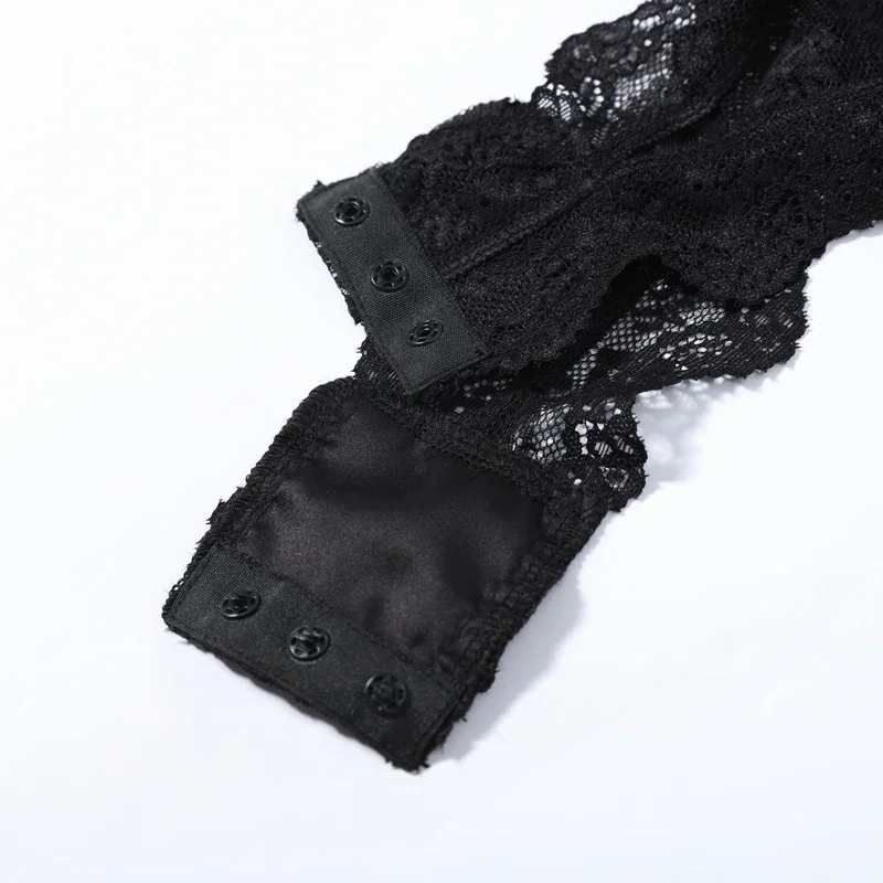 Sexy Schwarzer Damen-Spitzenbody, schmal geschnitten, Neckholder, rückenfrei, ärmellos, Party- und Abend-Jumpsuit, Sommer 2026, kurzer Damen-Jumpsuit – Detail 6