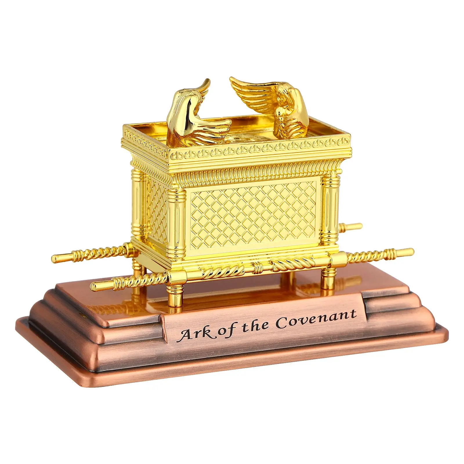 1pc Figurine Ark Of Golden Plated Copper Stand Jerusalem Replica Statue Jewish Testimony Judaica Decoration Gift