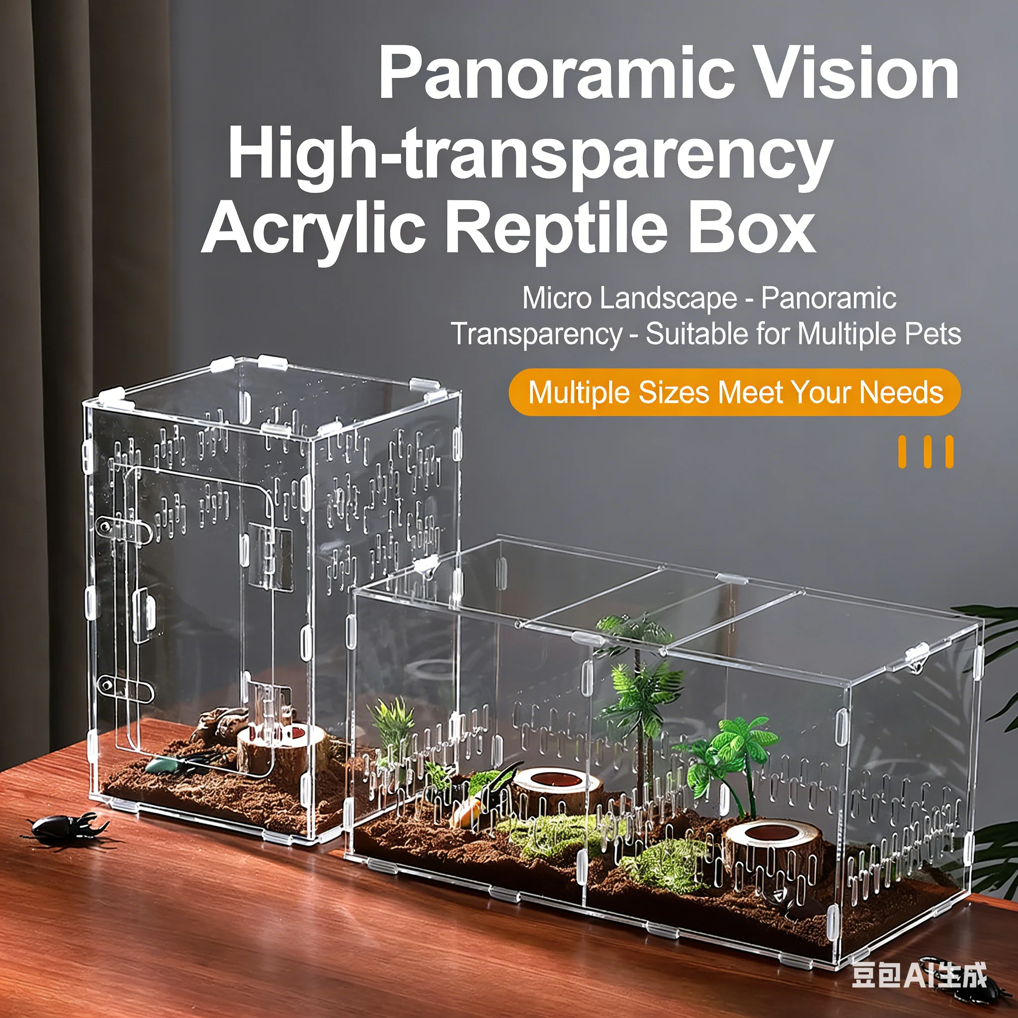 

Acrylic Transparent Reptile Feeding Box, Assembled Cage for Mantis, Cricket, Snake, Beetle, Snail, Hermit Crab