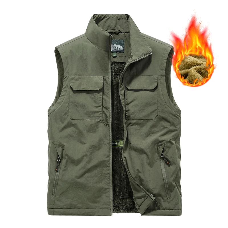 

Cross border foreign trade vest in large size, new style with added velvet and thickened double-sided vest, men's casual outdoor