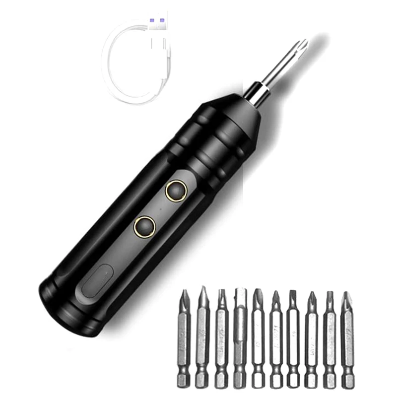 Rechargeable Electric Screwdriver Small Electric Screwdriver Mini Screw Tool Hand Electric Drill 10-Piece Set