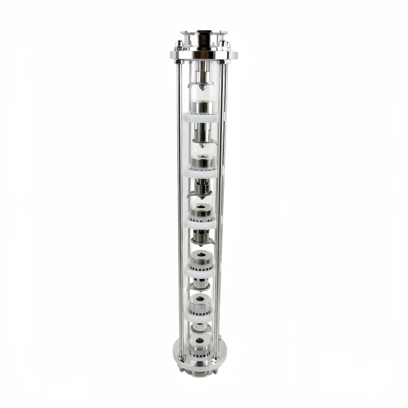 2" Glass Distillation Tower With 6 Or 7 pcs Big Stainless Steel 304 Bubble Cap Complete Sets,Tri Clamp Sight Glass Union Column view 3