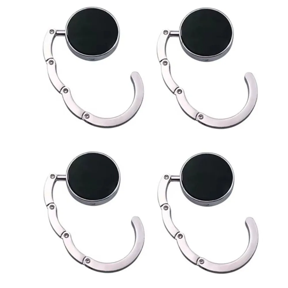 

4Pcs Portable Folding Table Hook Circle Shape Foldable Purse Bag Hanger Bag Parts Strong Load-Bearing Handbag Hook Holder