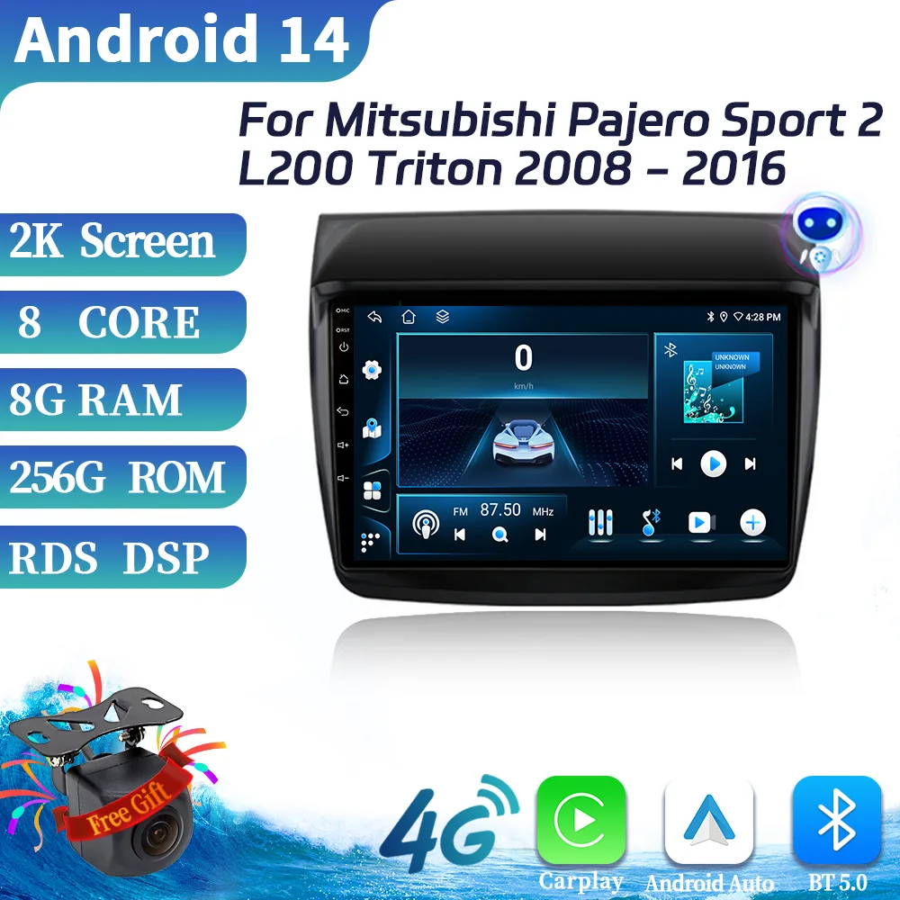 

Android 14 For Mitsubishi Pajero Sport 2 L200 Triton 2008-2016 Car Radio Multimedia Video Player Wireless Carplay 4G GPS Screen