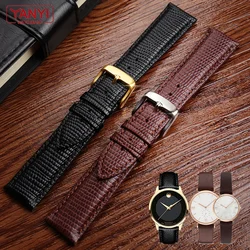 Hagedis Patroon Echt Lederen Horlogeband 15Mm 20Mm 21Mm Horloge Armband Voor Movado Seagull Strap Eenvoudige Stijlvolle Polshorloges Band