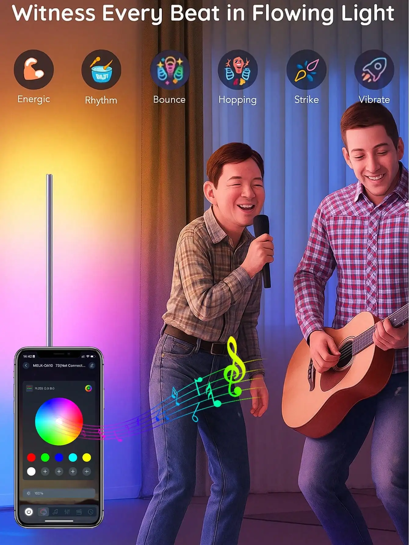 47" NBBUFF RGBIC Corner Floor Lamp: App/Remote, Music Sync, for Home & Holiday Decor