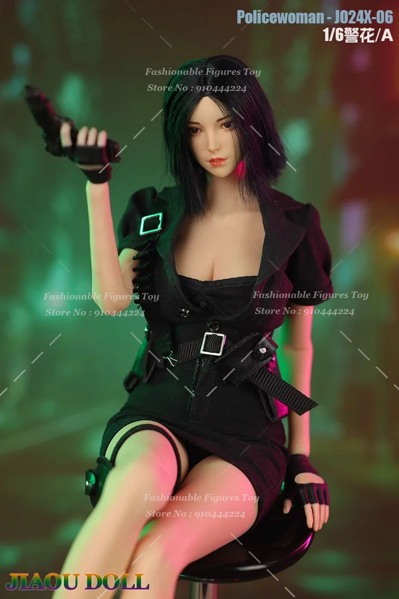 JO24X-06 1/6 Female Soldier Policewoman Uniform With Cap Handcuffs Cop Cosplay Costumes Clothes Set Fit 12'' Action Figure Body