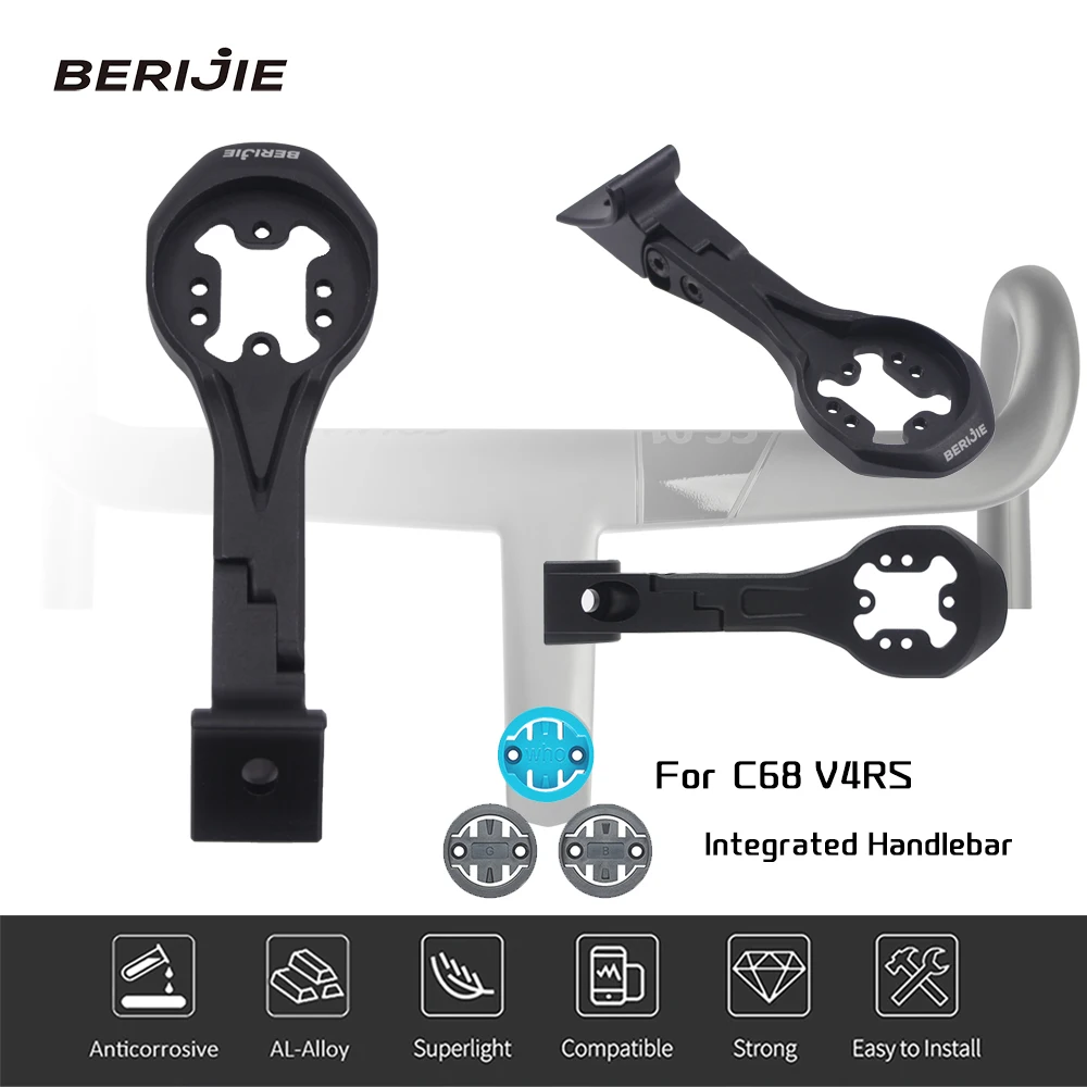 

Переднее крепление для компьютера BERIJIE Out для C68 V4RS CC01, встроенный руль, совместимый с GPS/Garmin/Bryton/Wahoo, алюминиевый сплав