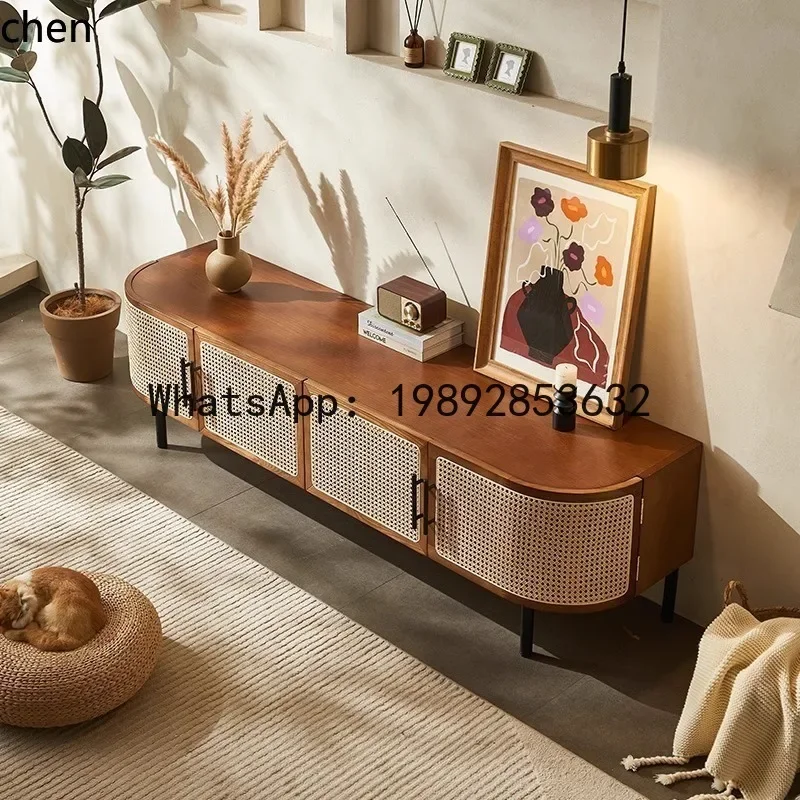 

HT TV Cabinet Storage Cabinet Small Apartment Wall Cabinet Modern Minimalist Solid Wood Furniture