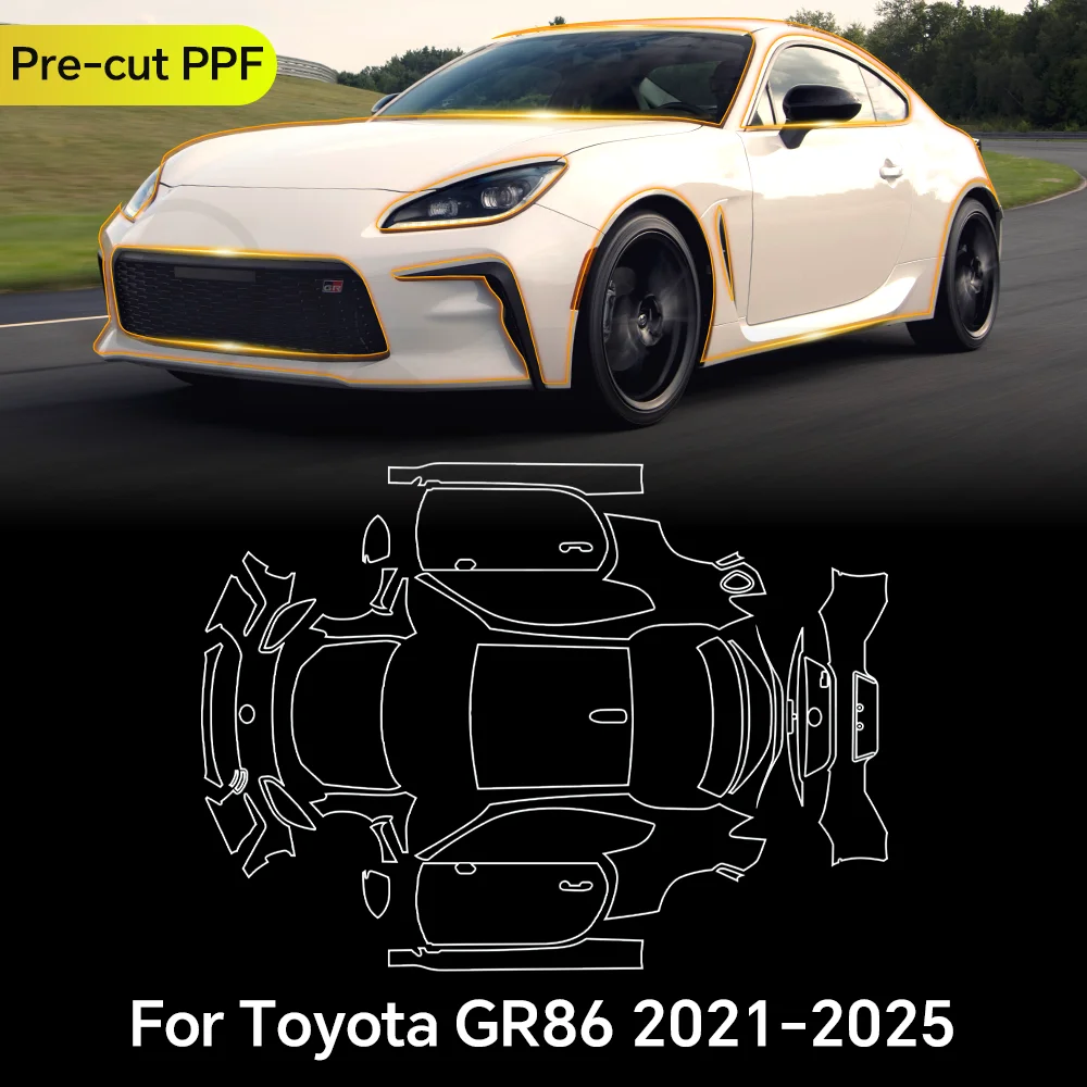

Для Toyota GR86 2021-2025 9Mil защитная пленка для краски из ТПУ, прозрачный бюстгальтер, кузов автомобиля, защита от царапин, предварительно вырезанный, устойчивый к PPF, невидимый чехол