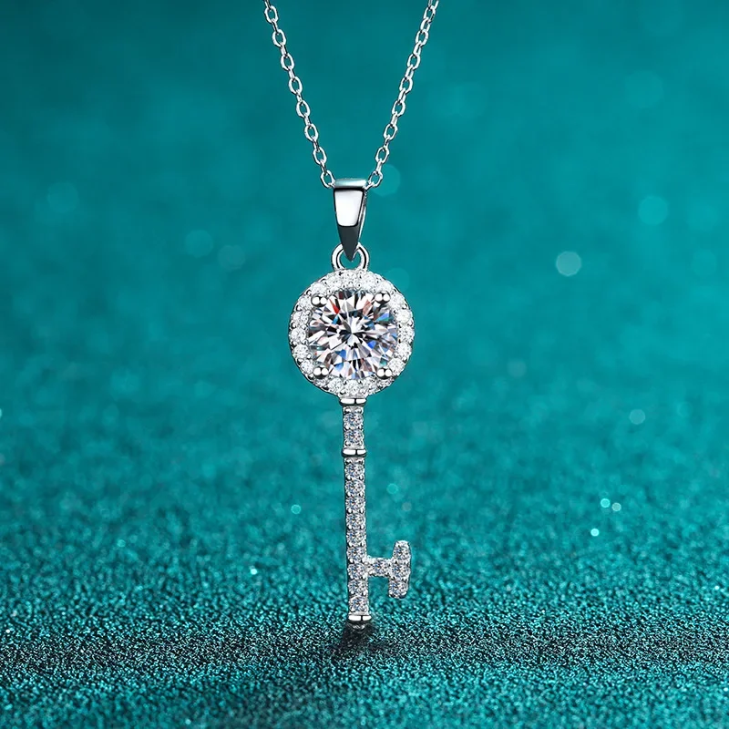 

Luxury Platinum Pt950 Moissanite Diamond Necklace for Women Classic Carat Diamond Pendant Fashion Jewelry Wedding Gift