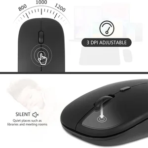Mouse Nirkabel Mouse Gaming yang Kompatibel dengan Bluetooth (Mode Ganda: BT+2.4 Ghz) Mouse Isi Ulang Ergonomis untuk PC / Laptop / Macbook 6 trackball nirkabel penjualan terbaik - №