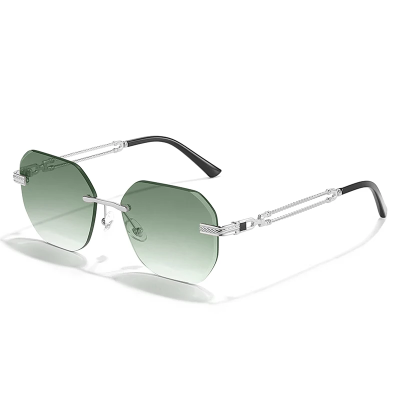 CATERSIDE Pilot Randlose Sonnenbrille Männer Polygonal Metall Rahmen Frauen Sonnenbrille Strand Einkaufen Geschenk Party Brillen Sommer Stil – Detail 12
