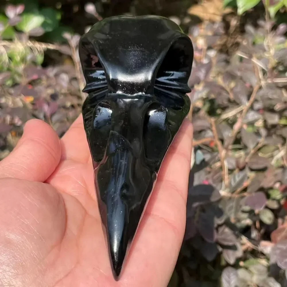 1 Natural obsidian crow head carving, animal sculpture, used for jewelry,home decoration gifts,unique gifts for Independence Day