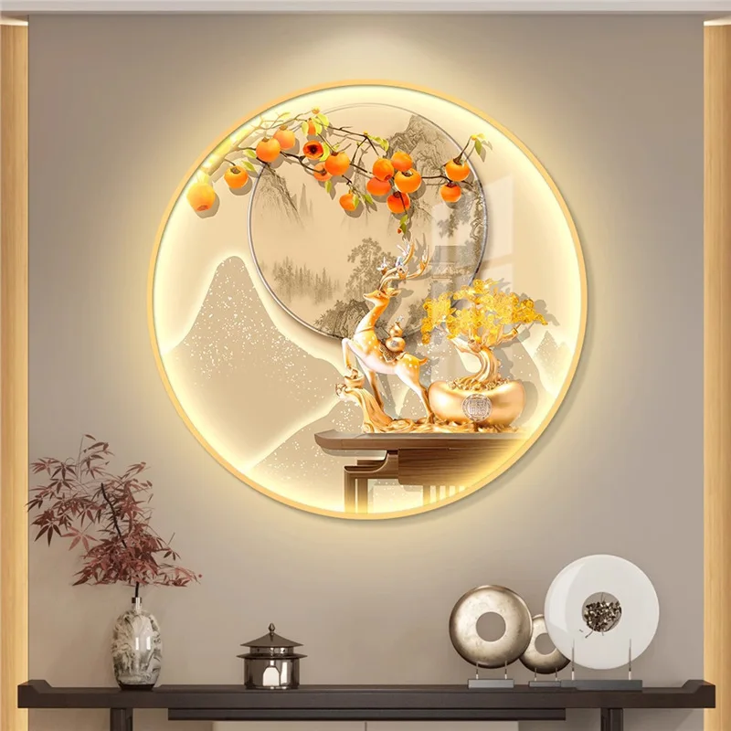 Persimmon Ruyi Round Entry Entrance Decorative Painting Corridor Alley Hanging Murals High-level atmosphere