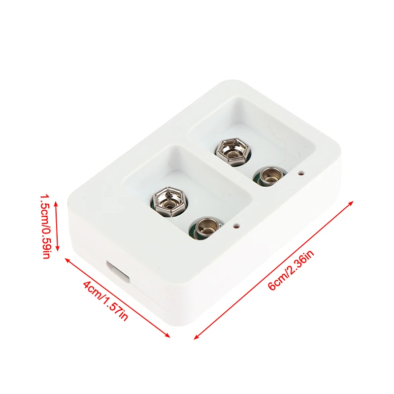 Carregador de bateria rápido inteligente multifuncional com indicadores LED, cabo USB para baterias recarregáveis, 9V, 2 slots, 1pc