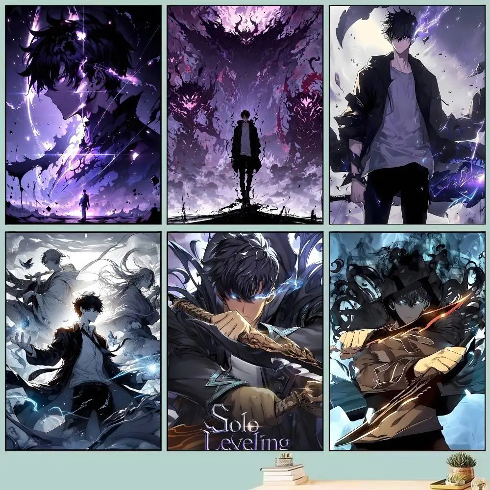 Manga S-solos Anime L-Leveling Posters Self Adhesive Waterproof Ideal For Living Room Bedroom Bar Decoration