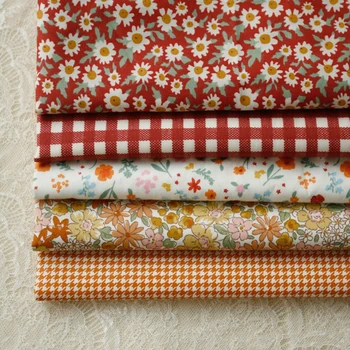 Tissu en coton sergé de fleur rouge Orange personnalisé 160x50cm, fabrication de vêtements de poupée, vêtements pour enfants, vêtements de robe, tissu de bricolage