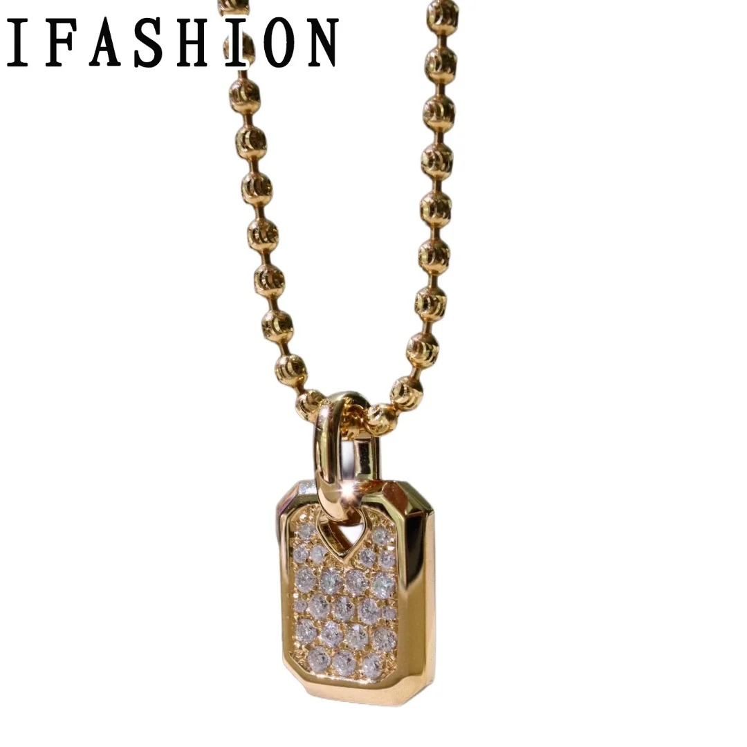 

IFASHION Real 18K Gold Authentic AU750 Pendant Necklace Natural Diamond Shining Gift Fine Jewelry For Woman Wife