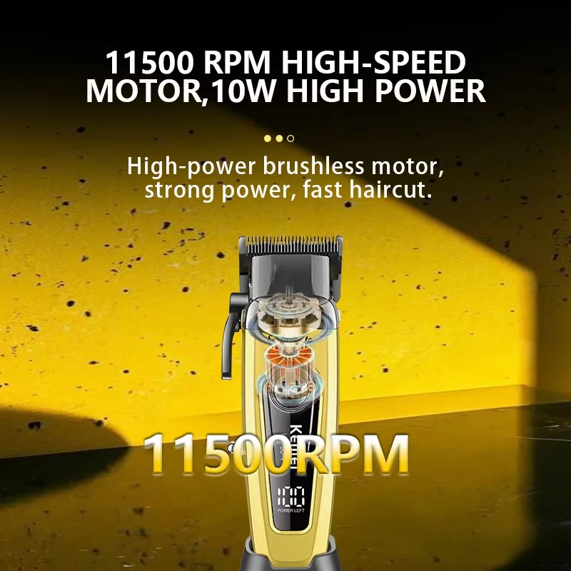 KEMEI Men's Hair Trimmer, Cordless Professional Hair Clippers, Beard Trimmer, Barber Care Kit, Hair Cutting Machine, 11,501 RPM, view 3