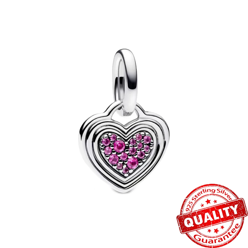 Amazing New 925 Sterling Silver Splittable Love & Mom Daughter Pink Charm Fit Original Bracelet DIY Valentine's Day Jewelry Gift image 6