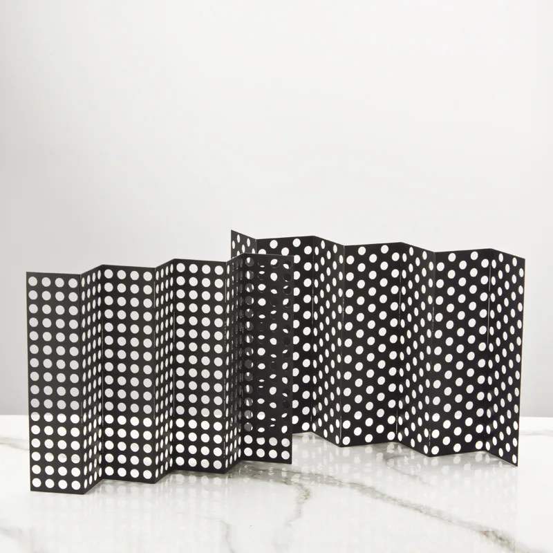 Modern simple black folding hollow metal mesh screen ornament model house sales office soft decoration decoration