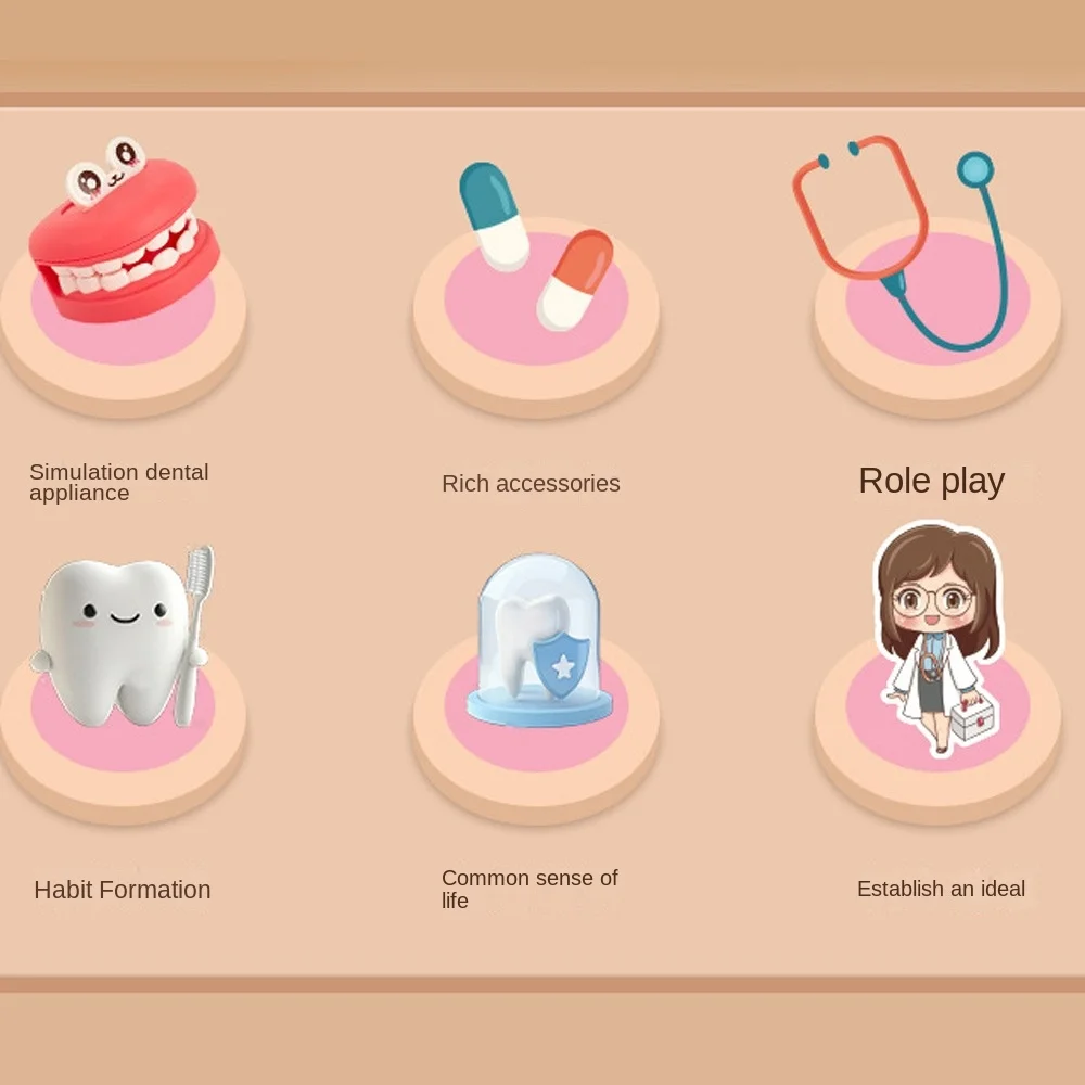 Role play jogo dental médico brinquedos escova de dentes fingir jogar simulação dentista brinquedo conjunto interação dos desenhos animados