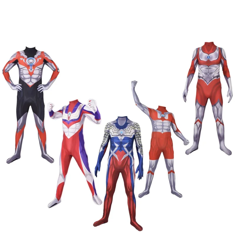 WAT89 Halloween adults kids Cosplay Costume Tiga Superhero Orb Zentai Bodysuit Ultraman New 2025