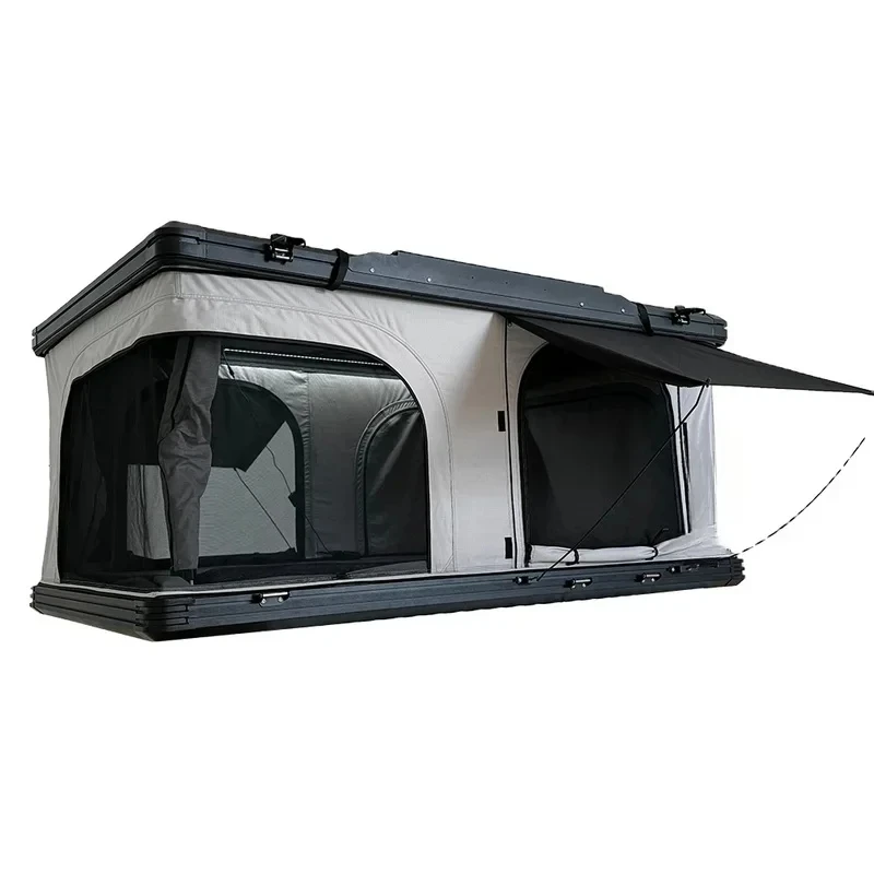Multifunctional 3‑4 Person Foldable Aluminum Hard Rooftop Tent Waterproof Off Road Camping