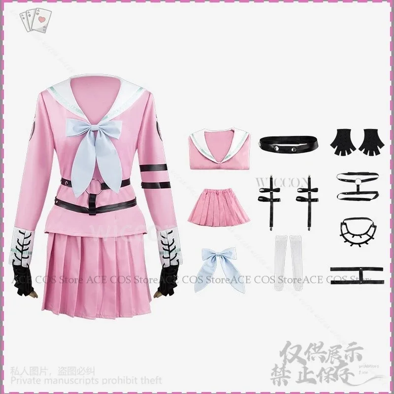 NewAnime Game Danganronpaaa V3 تأثيري Miu Iruma زي Jk اليابانية زي مدرسي فستان الوردي لوليتا شعر مستعار Jirai Kei Girl 2025 Ne