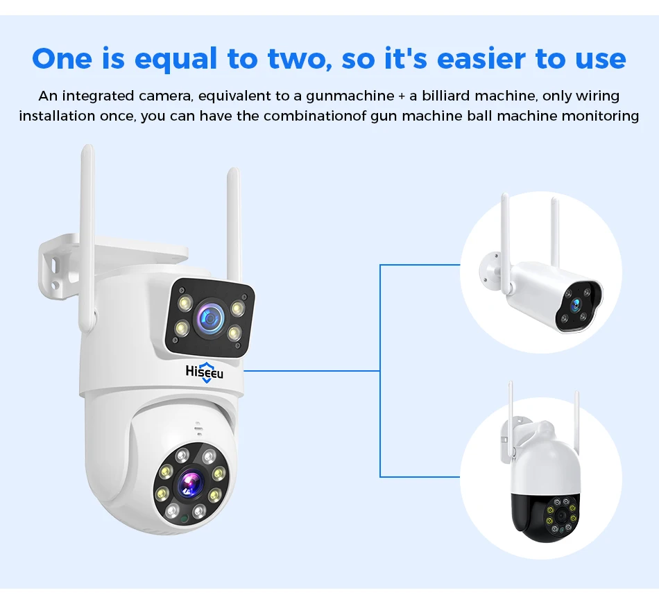 Hiseeu H.265 10CH NVR 3K 6MP Surveillance System Dual Lens Smart PTZ IP Camera Color Night Vision Auto Tracking WiFi CCTV System
