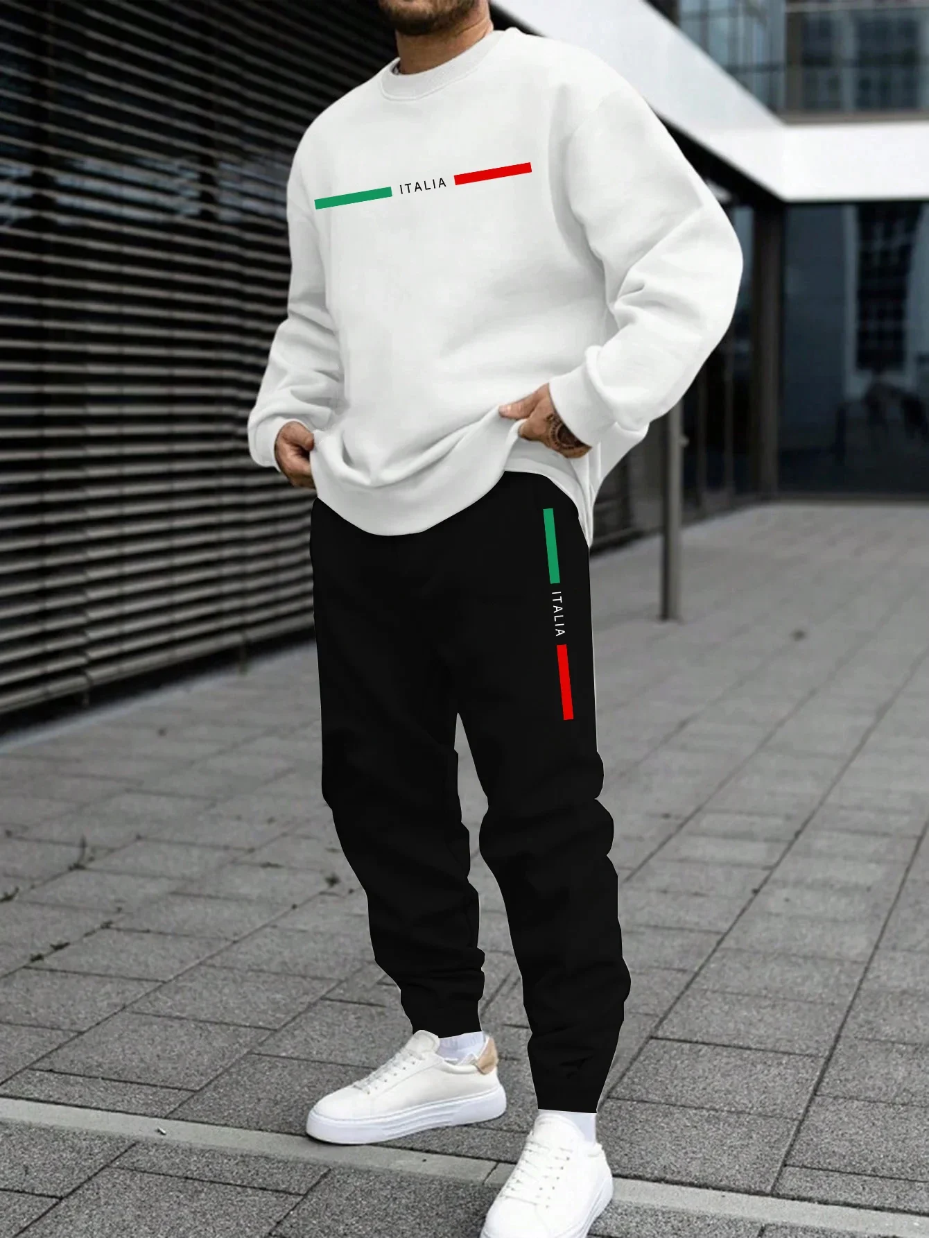 

New in Mens Tracksuit Printing Single Piece O Neck Sweatshirt Sweatpants Daily Casual Office Hoodies Jogging Streetwear Clothing