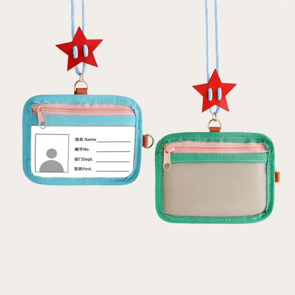 New Soft Shell Card Holder with Lanyard Transparent Bus Pass Card Cover Dual-use Working Badge Holder Students