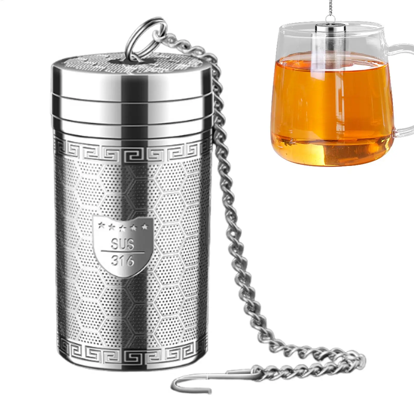 Tea Infuser Extra Fine Mesh Tea Infusers for Loose Tea 316 Stainless Steel Tea Strainer with Extended Chain Hook