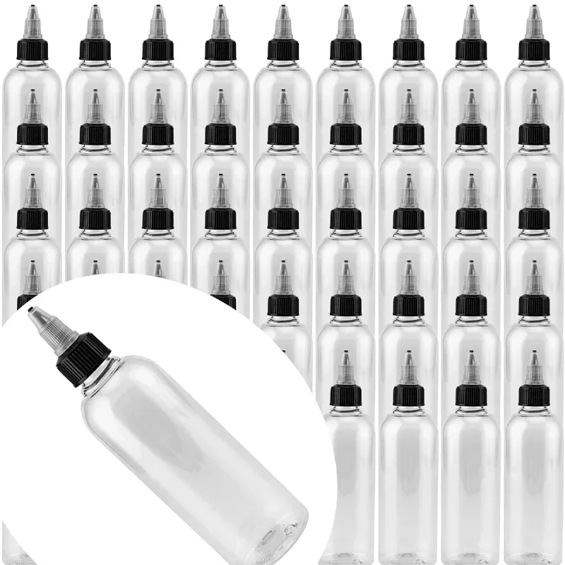 10Pcs 30ml-250ml Refillable Squeeze Liquid Dropper Plastic Bottle Twist Top Cap Tip Applicator Juice Plastic Transparent