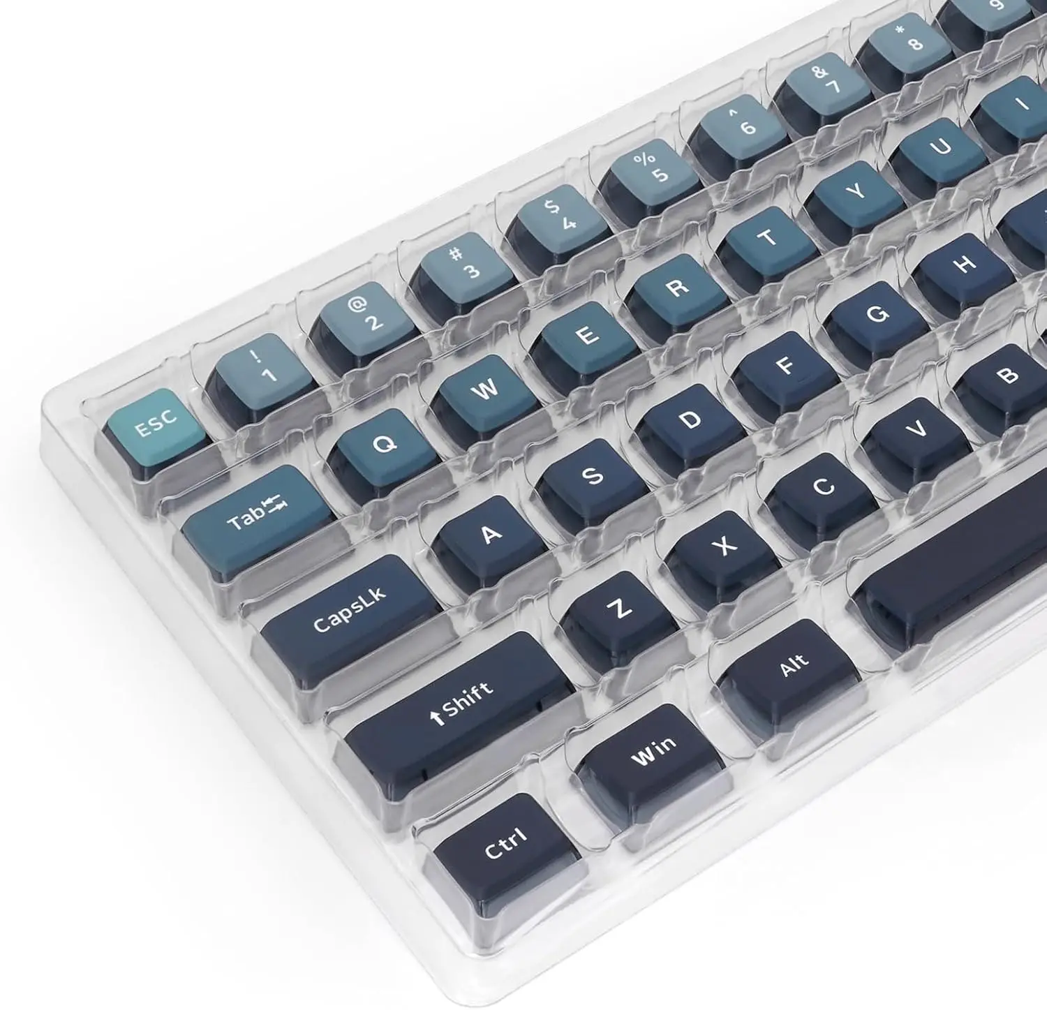 

Small nerd gradually change light GK7 blue black through jelly PBT key cap around the effects of mechanical keyboard adaptation