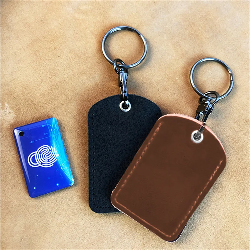 Vintage PU Leather Keychain Protective Case Door Lock Access Water Drop Proximity Card Protective Case Key Fob